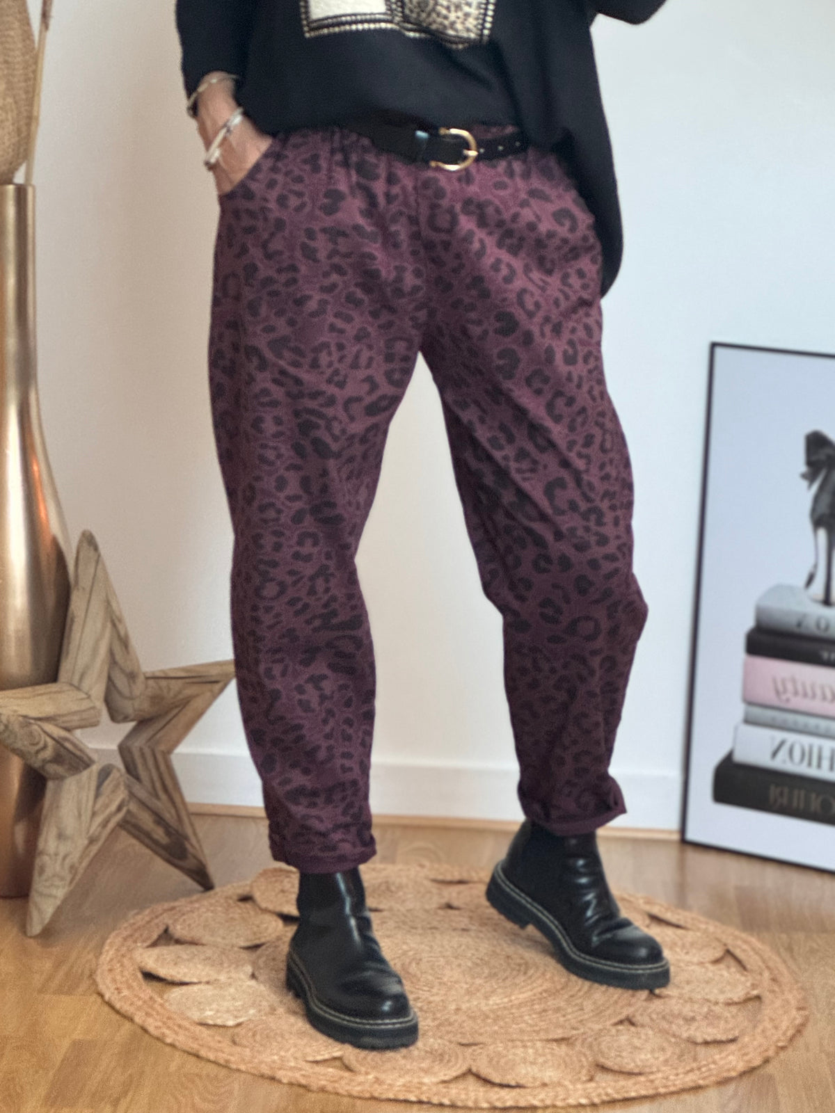 Pantalon Léo lie de vin TU 40/48