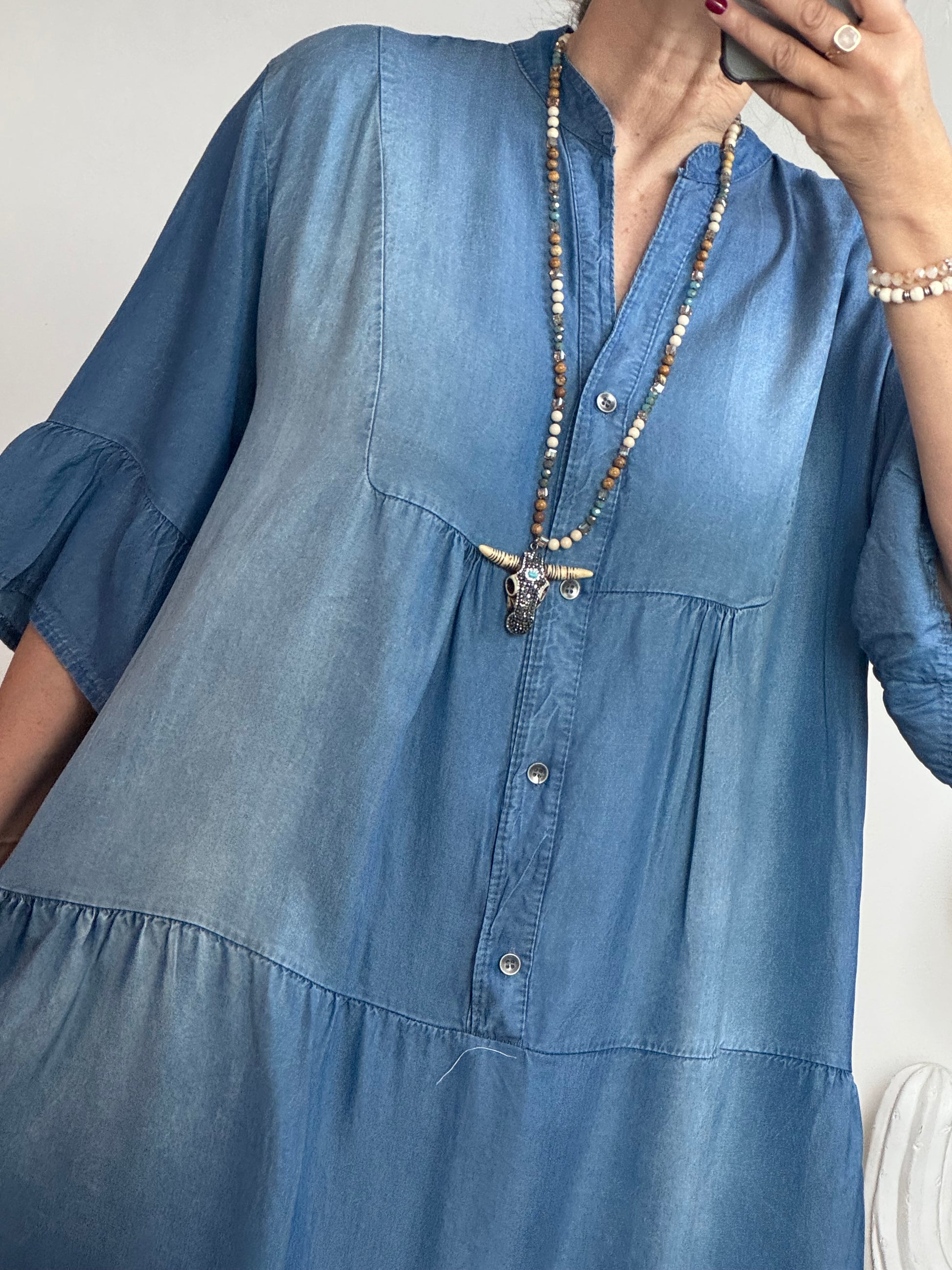 Robe boheme lyocell bleu foncé TU 44/50