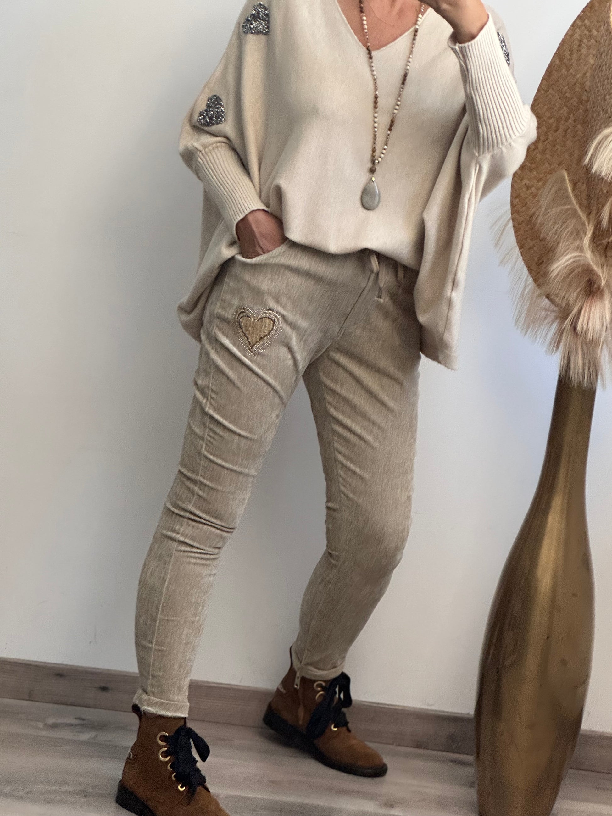 Pantalon velours beige
