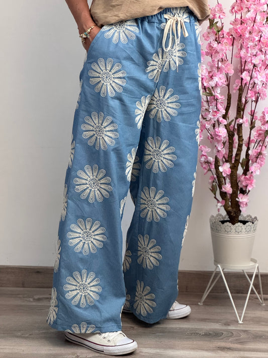 Pantalon Flora bleu