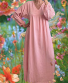 Robe longue gaz de coton rose TU 38/46