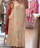 Robe à bretelles assez longue beige