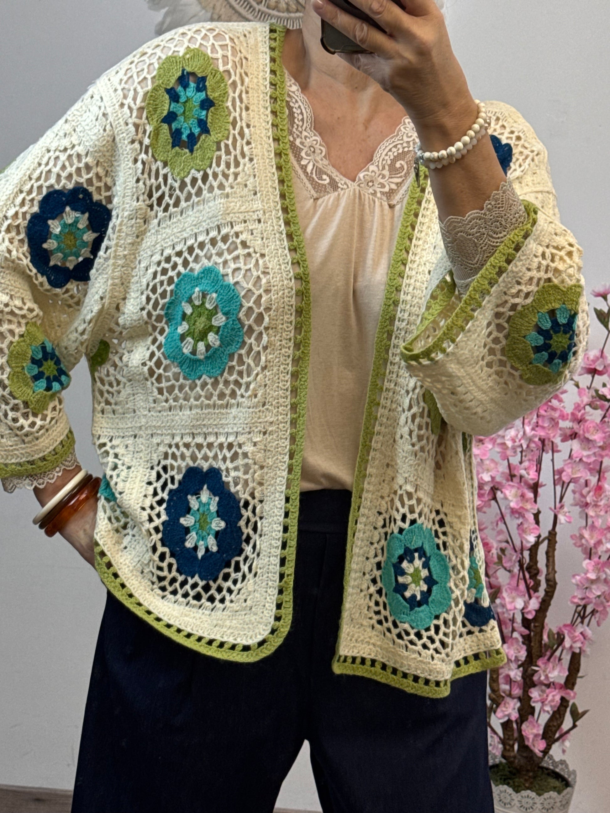 Gilet bohème fleurs TU 42/48