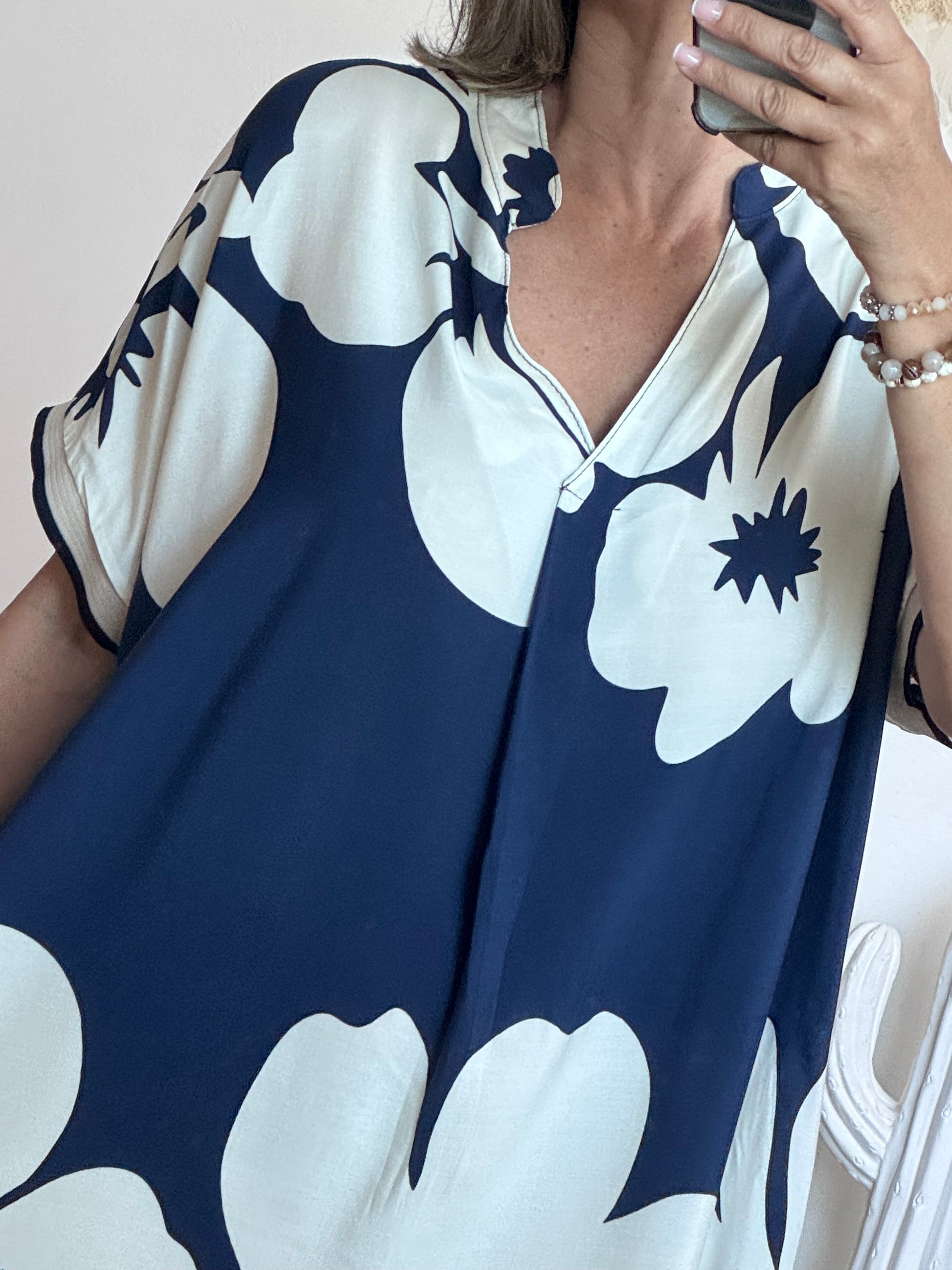 Robe floral marine/blanc TU 40/48