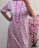 Robe teeshirt Léo rose fluo et Lila