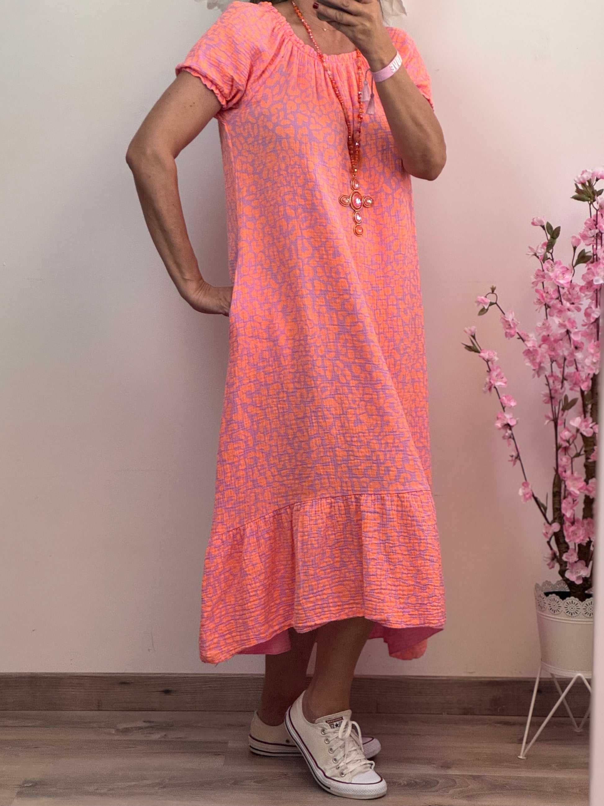 Robe gaz de coton Elsa orange
