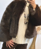 Blouson fausse fourrure marron