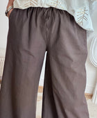 Pantalon lin et coton marron TU 38/44