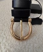 Ceinture cuir noir boucle dorée