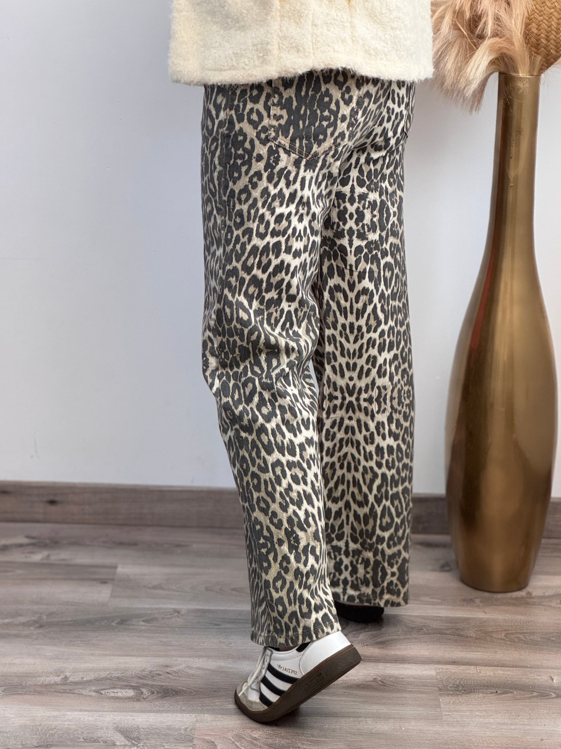 Jeans wide leg leopard