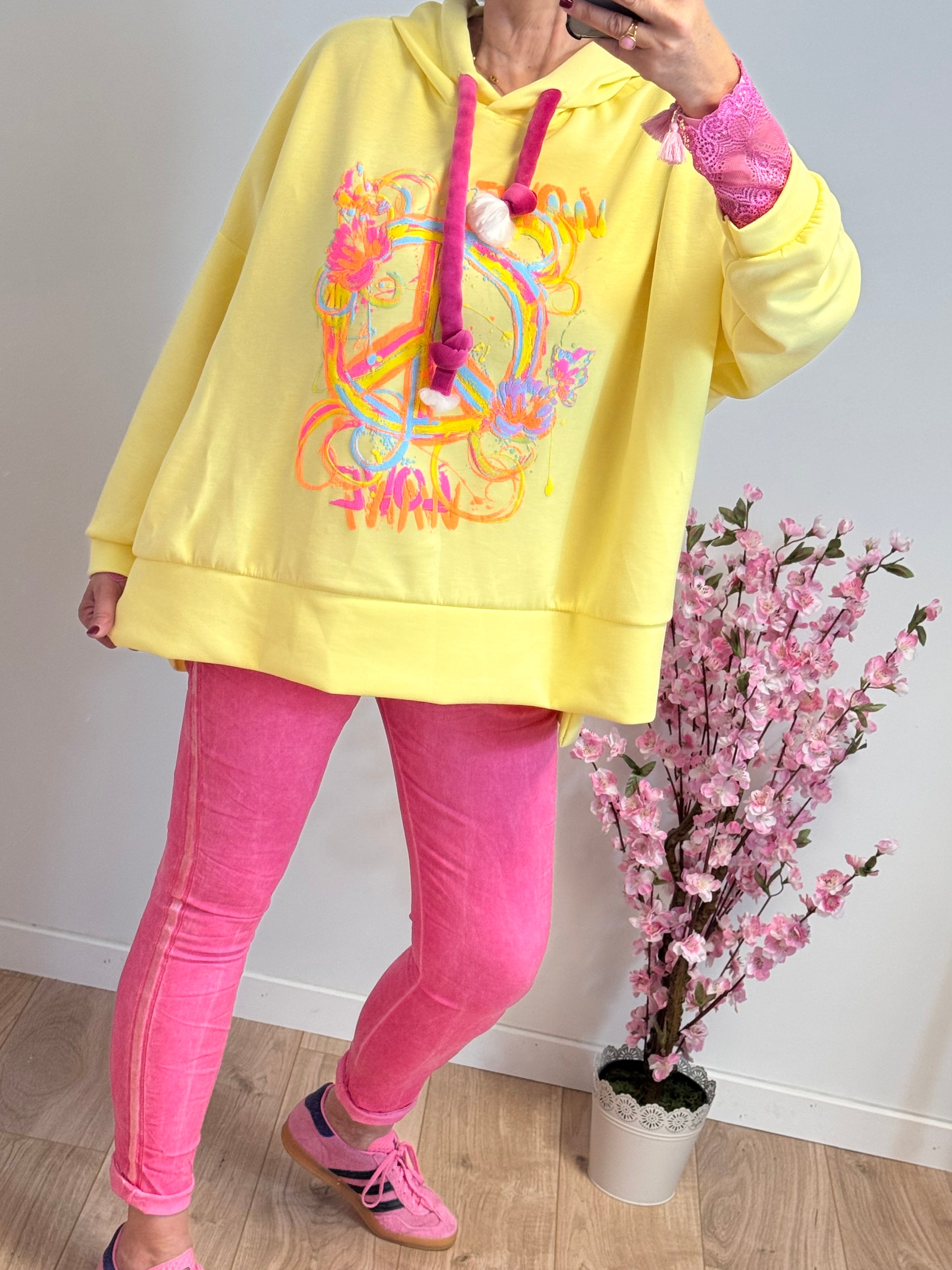 Sweat-shirt peace and love jaune TU 38/48