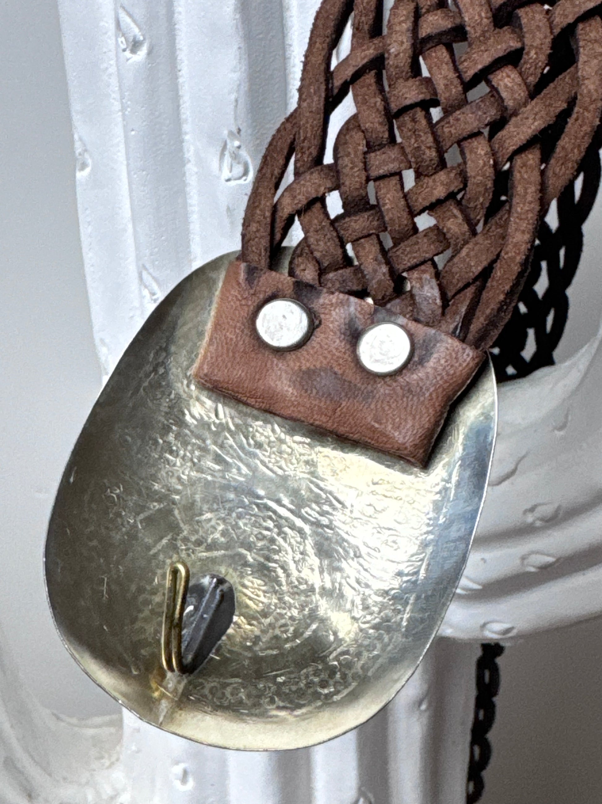 Ceinture cuir tressé marron foncé