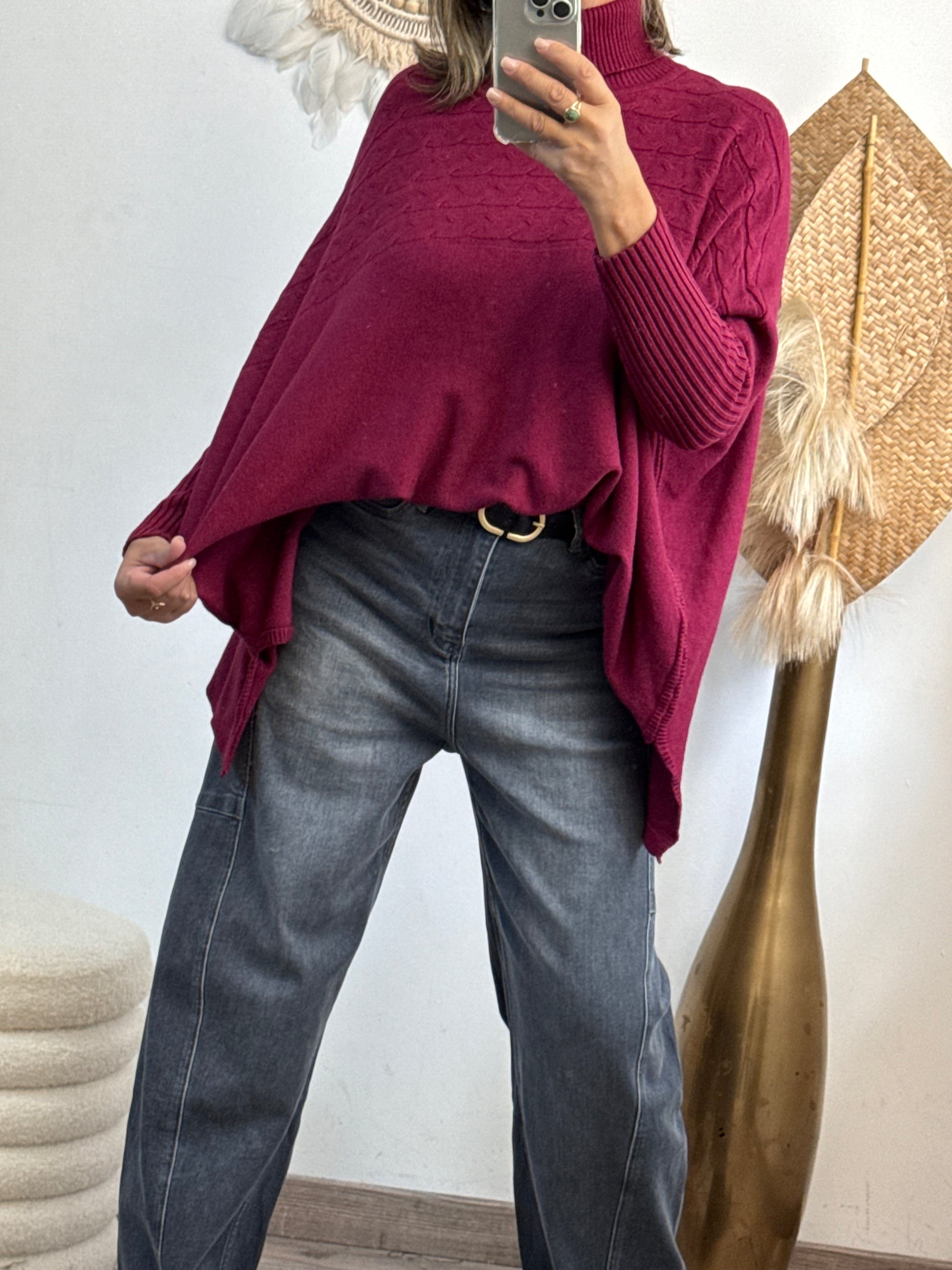 Pull col roulé prune TU 44/54
