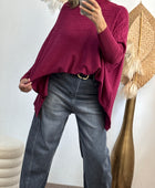 Pull col roulé prune TU 44/54