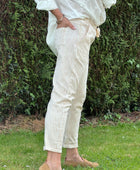 Pantalon confort rayures camel