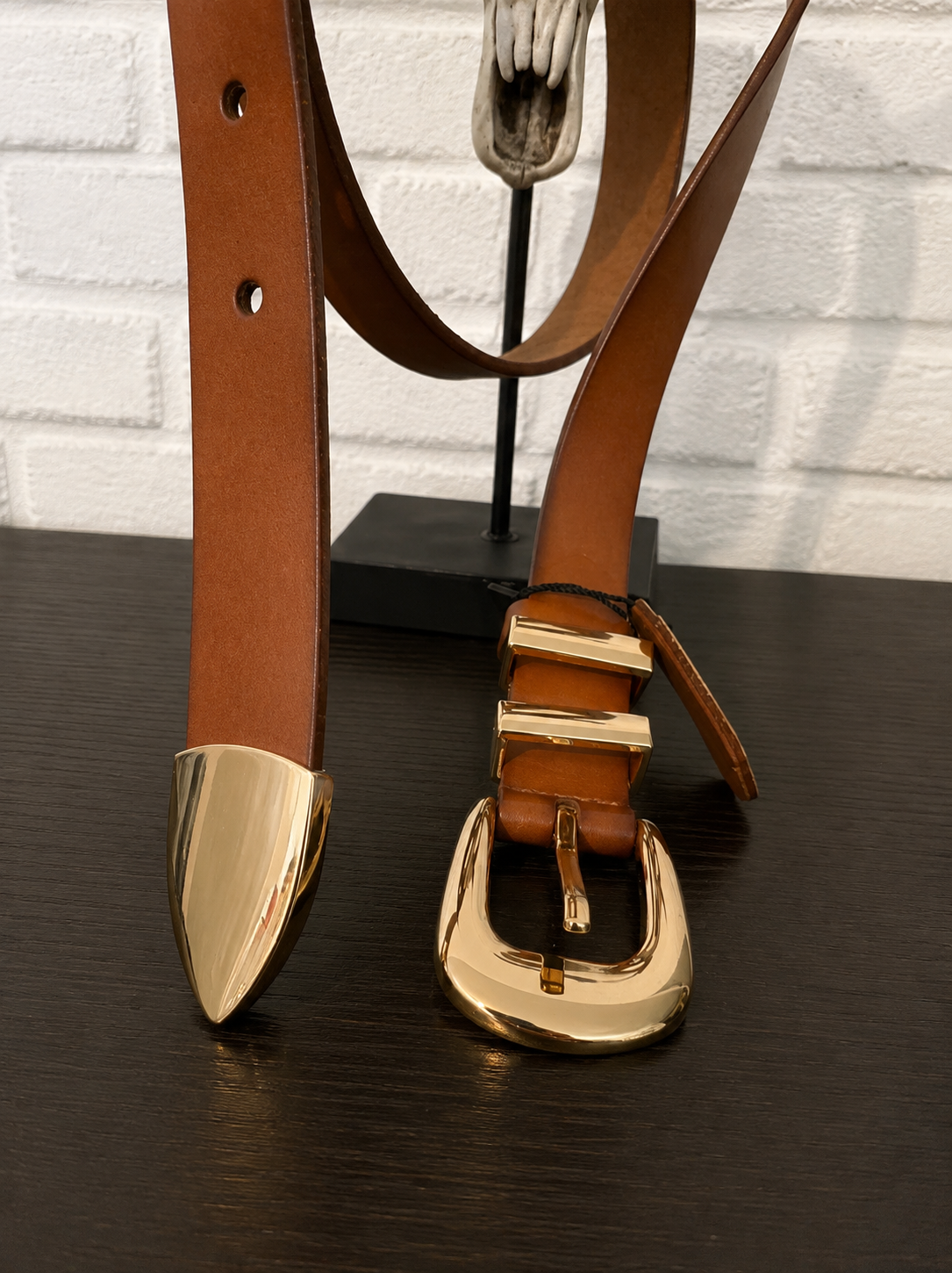 Ceinture cuir véritable camel