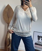 Top dentelle beige
