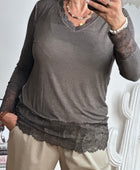 Top dentelle marron