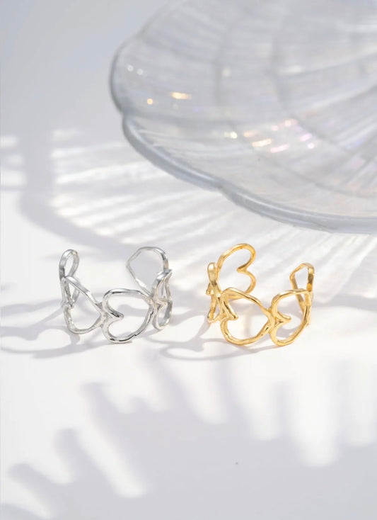 Bague cœur dorée ou argentée