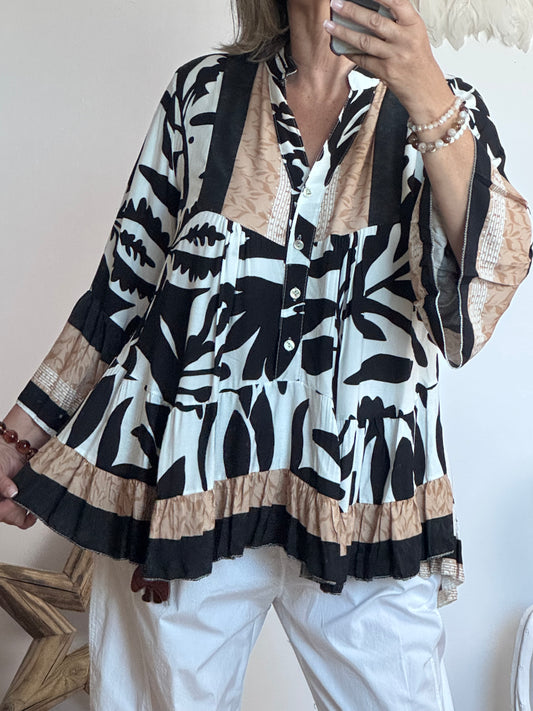 Blouse camélia noir