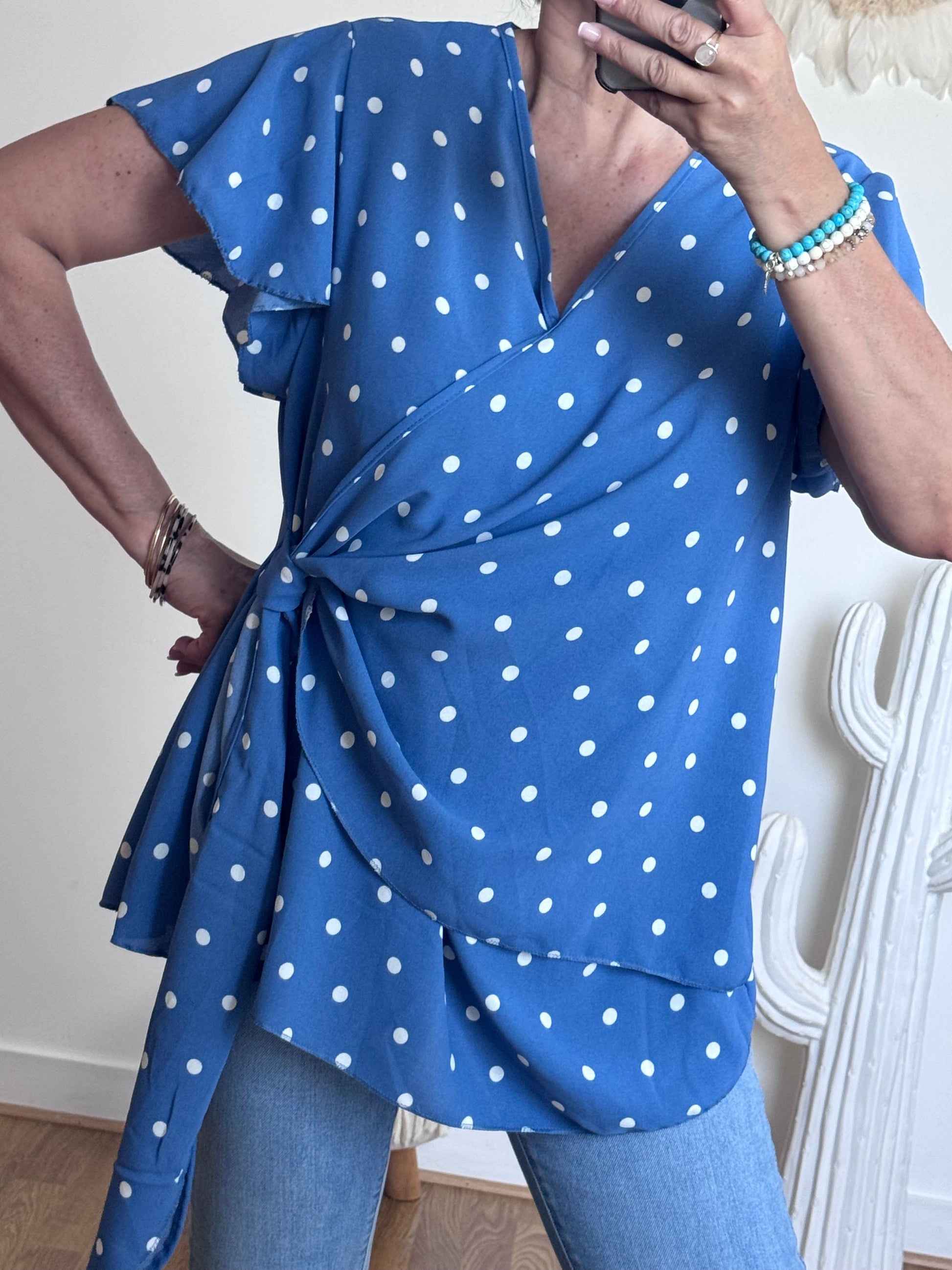 Blouse pois bleu TU 44/50