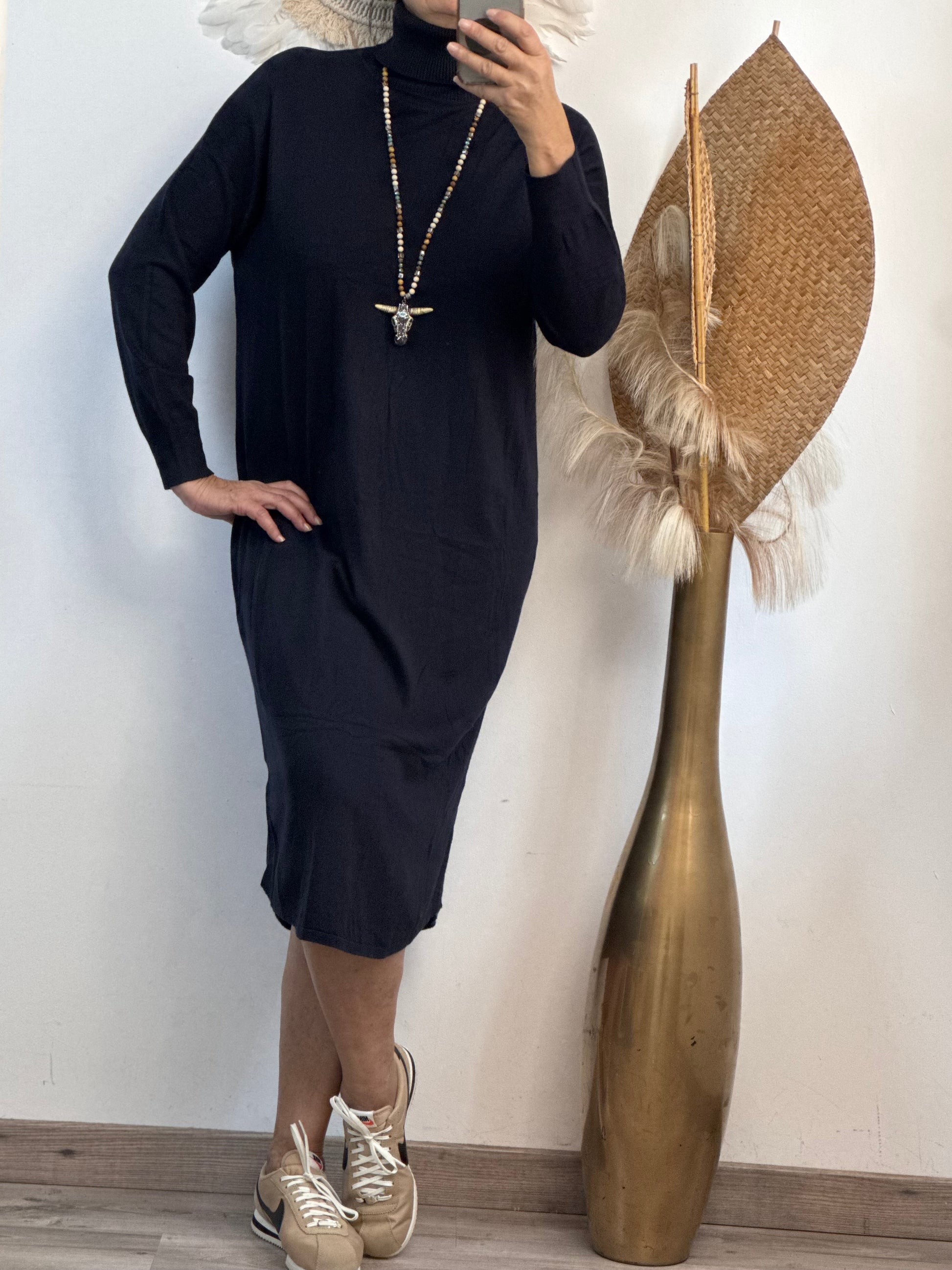 Robe longue maille marine