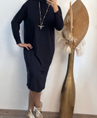 Robe longue maille marine