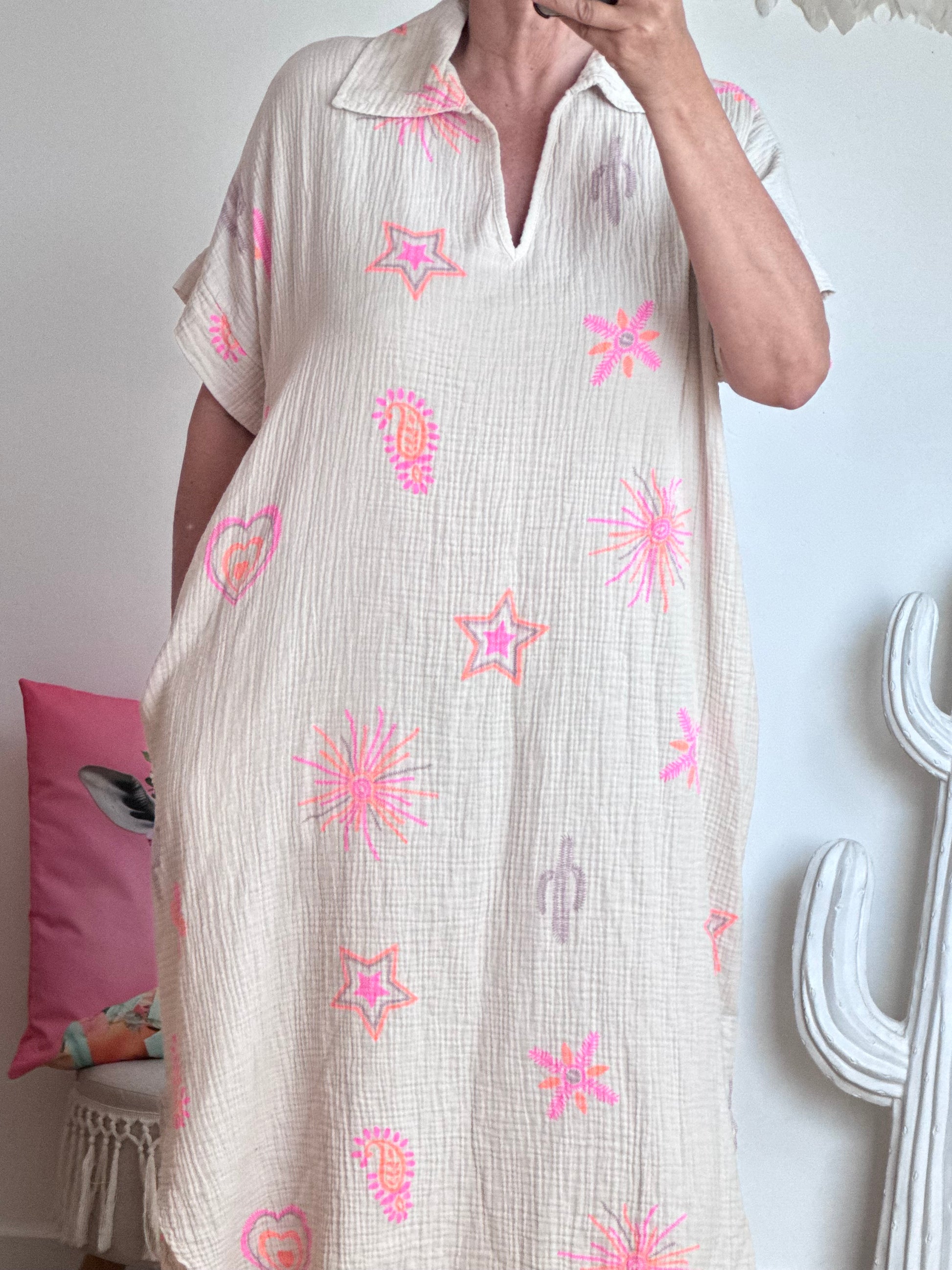 Robe gaze de coton beige