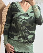 Top dentelle camouflage kaki