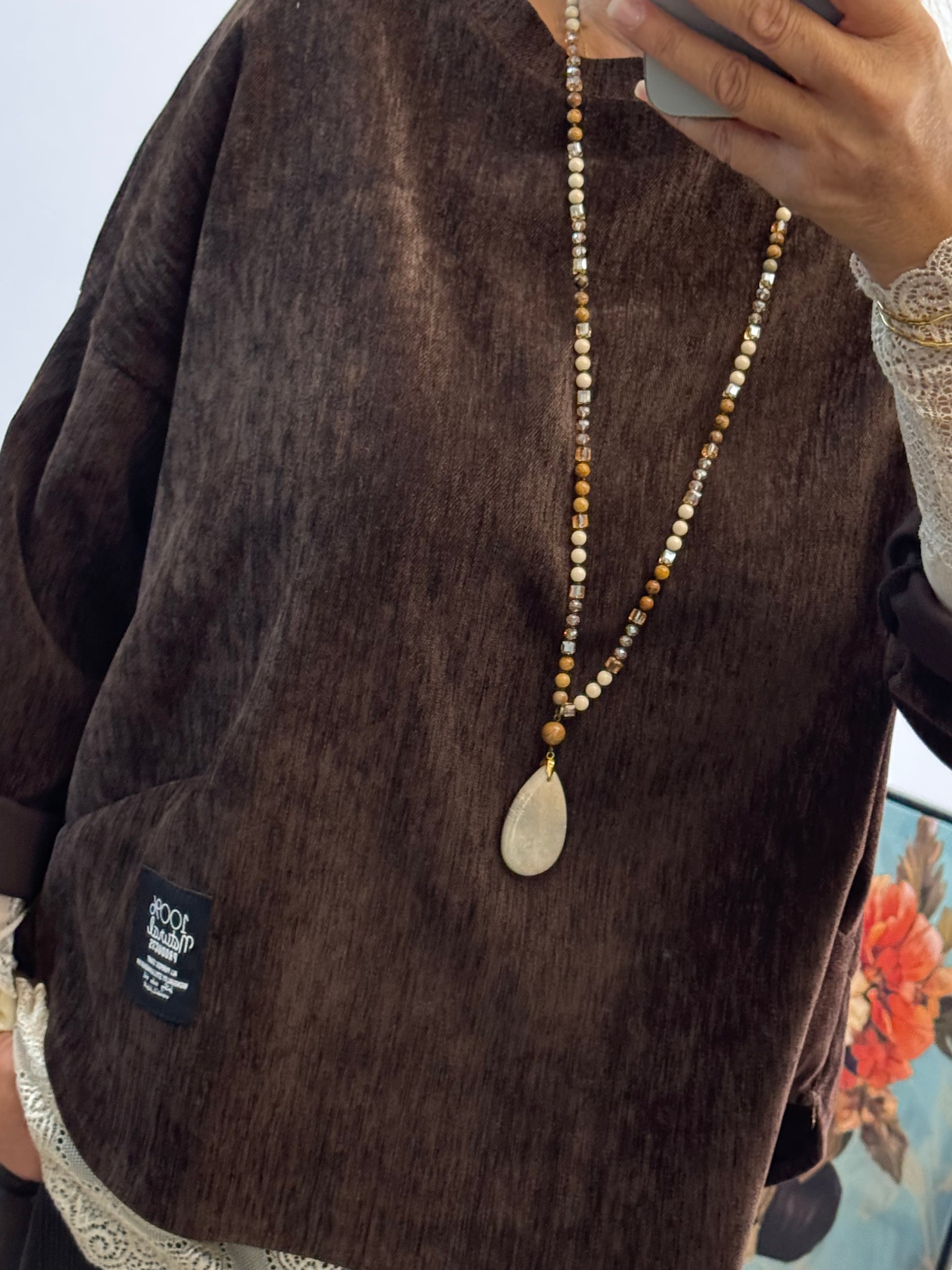 Sweat velours côtelé marron