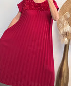 Robe longue plissée rouge strass TU 42/50