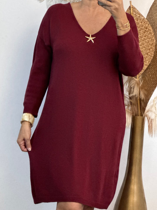 Robe maille bordeaux