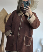 Veste moumoute Marron bi matière
