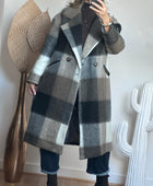 Manteau carreaux taupe