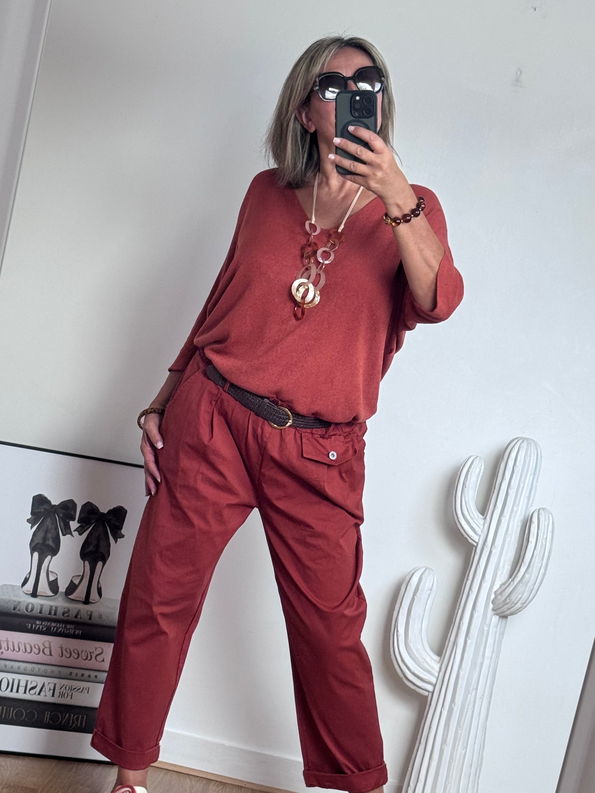 Pantalon confort Arthur terracotta TU 38/48