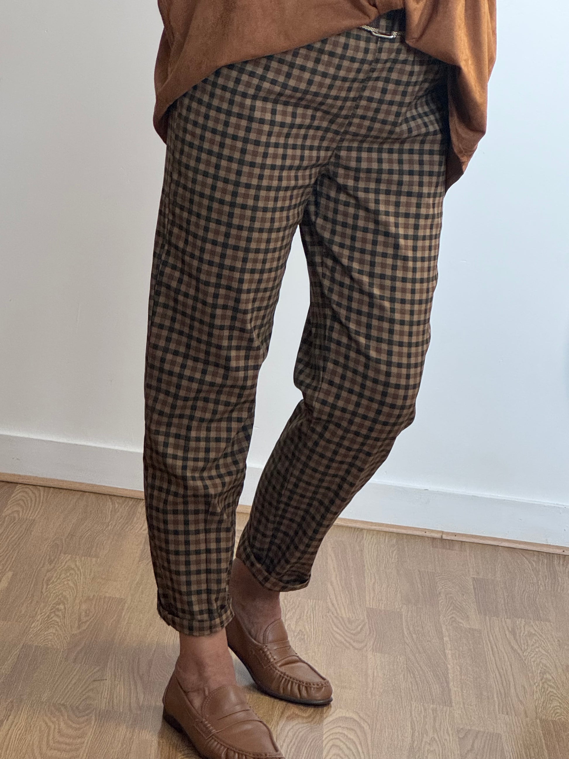 Pantalon vichy marron