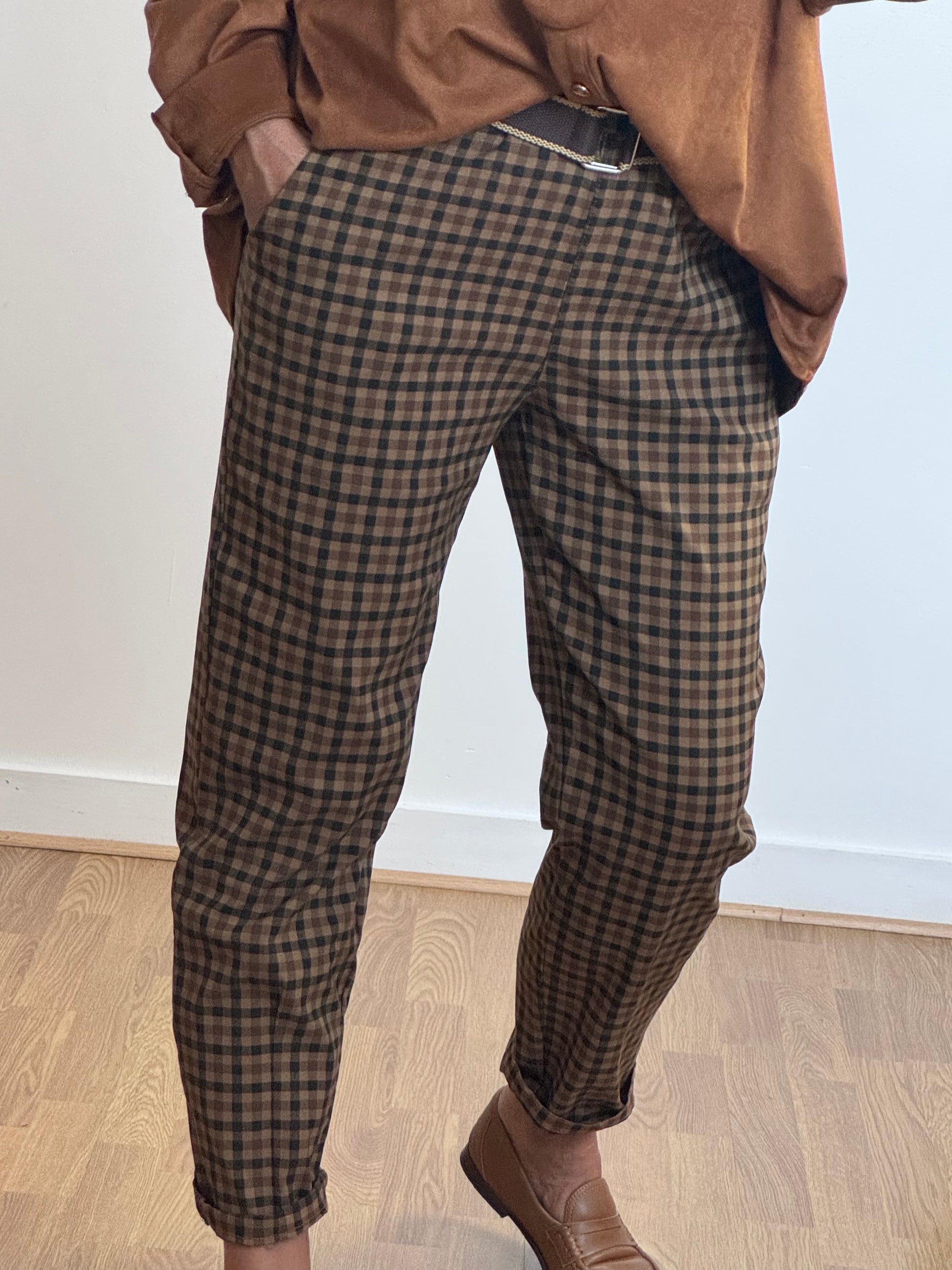 Pantalon vichy marron