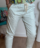 Pantalon confort rayures kaki