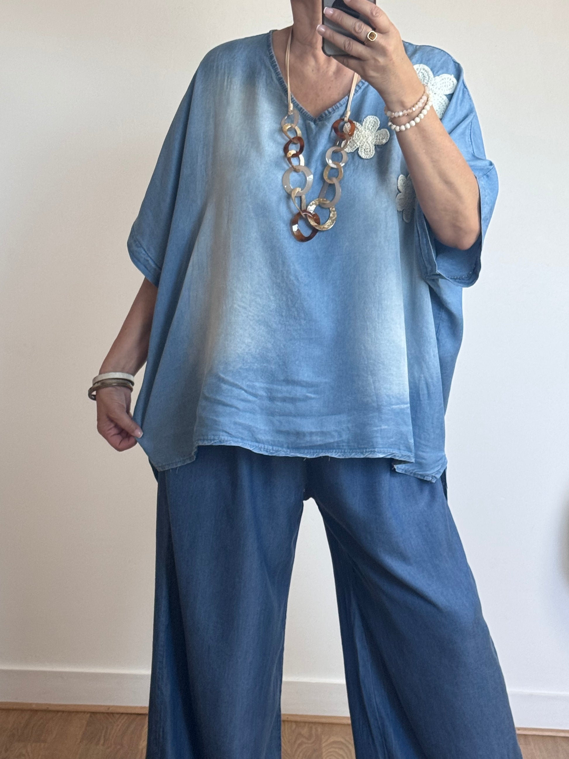 Blouse bohème fleurs brisées TU 46/52