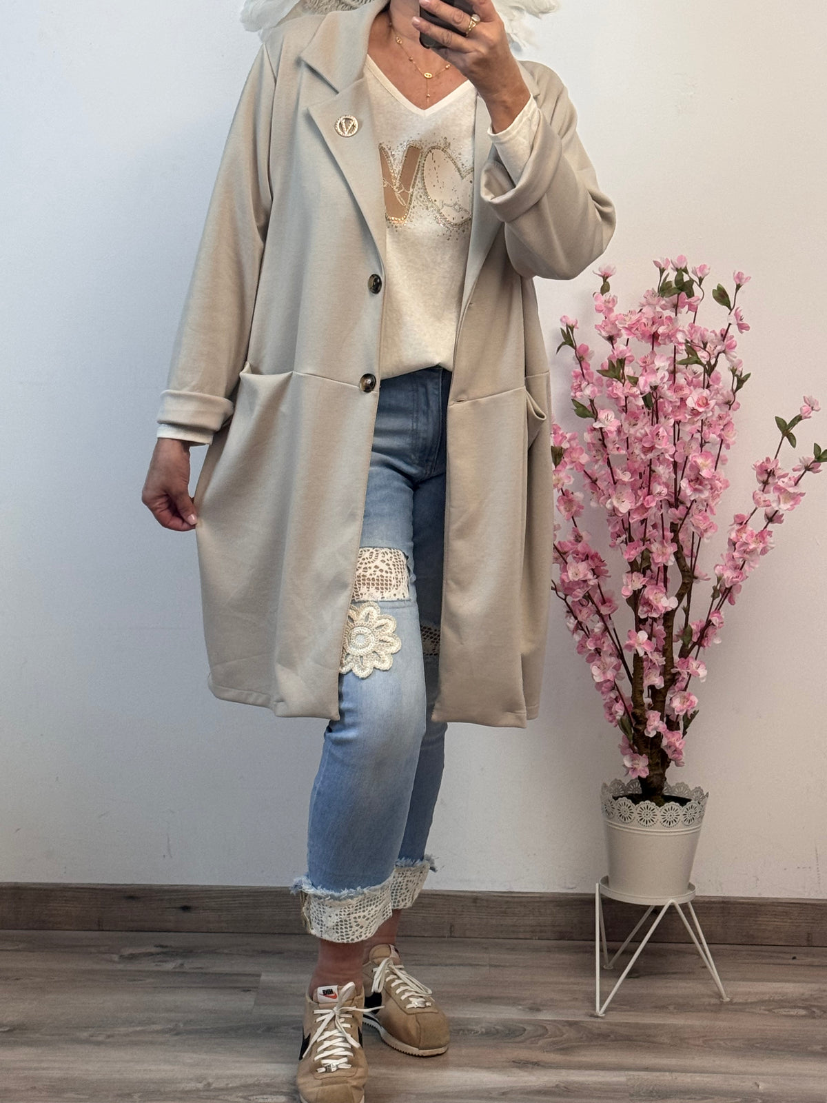 Veste longue casuel beige TU 46/52