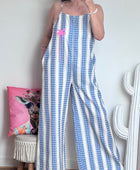 Salopette rayée bleue palmier