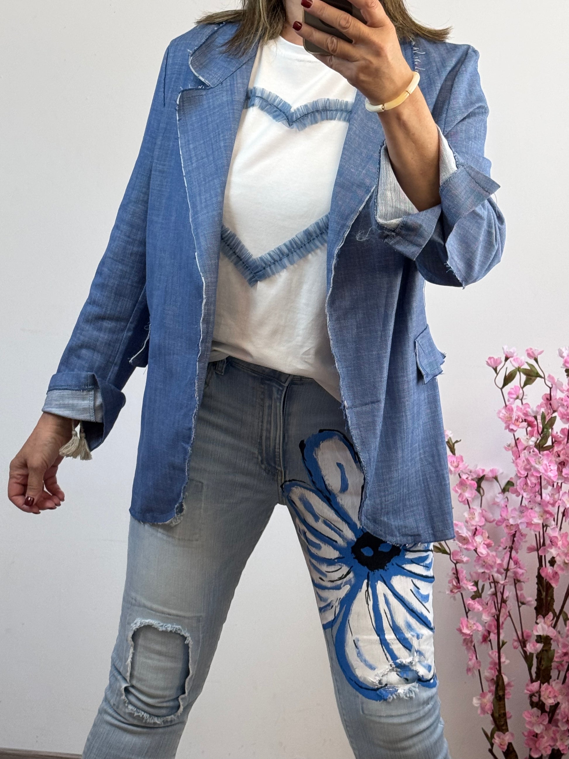 Veste blazer jean bleu clair TU 38/44