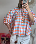 Blouse vichy orange /bleu
