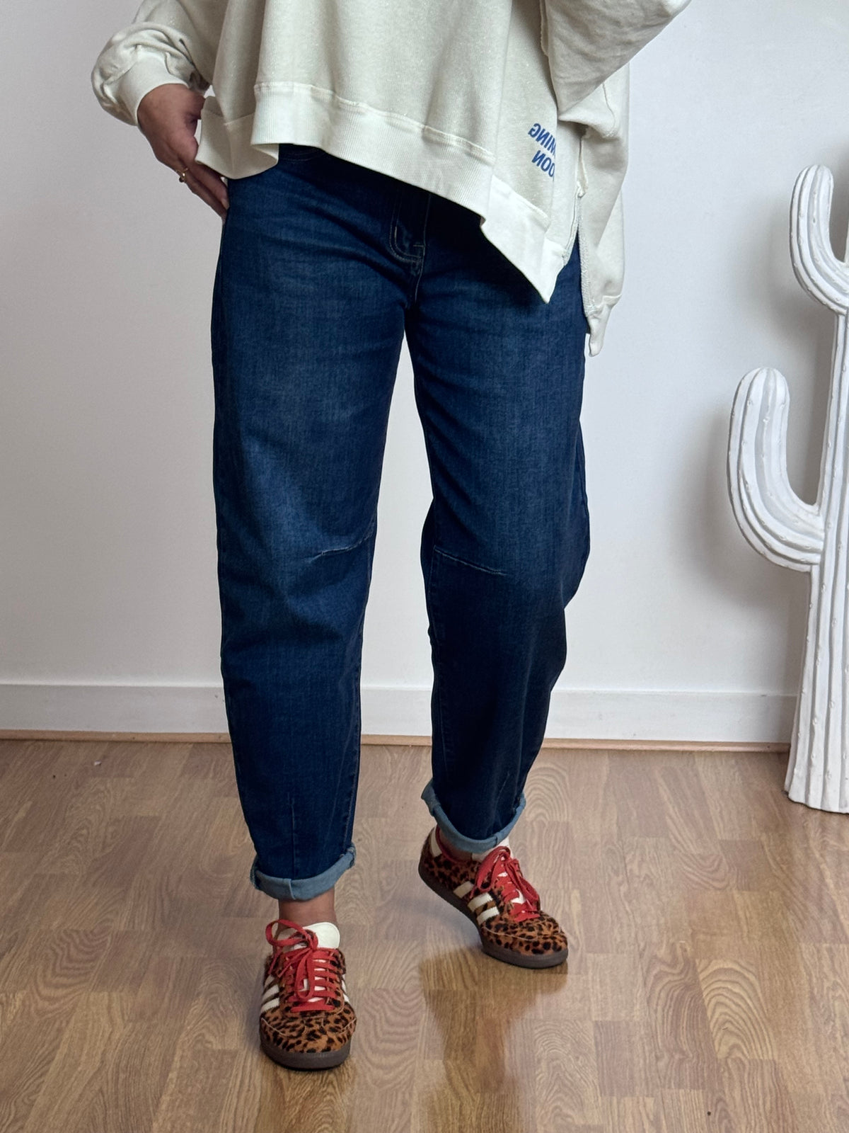 Jean barrel bleu denim