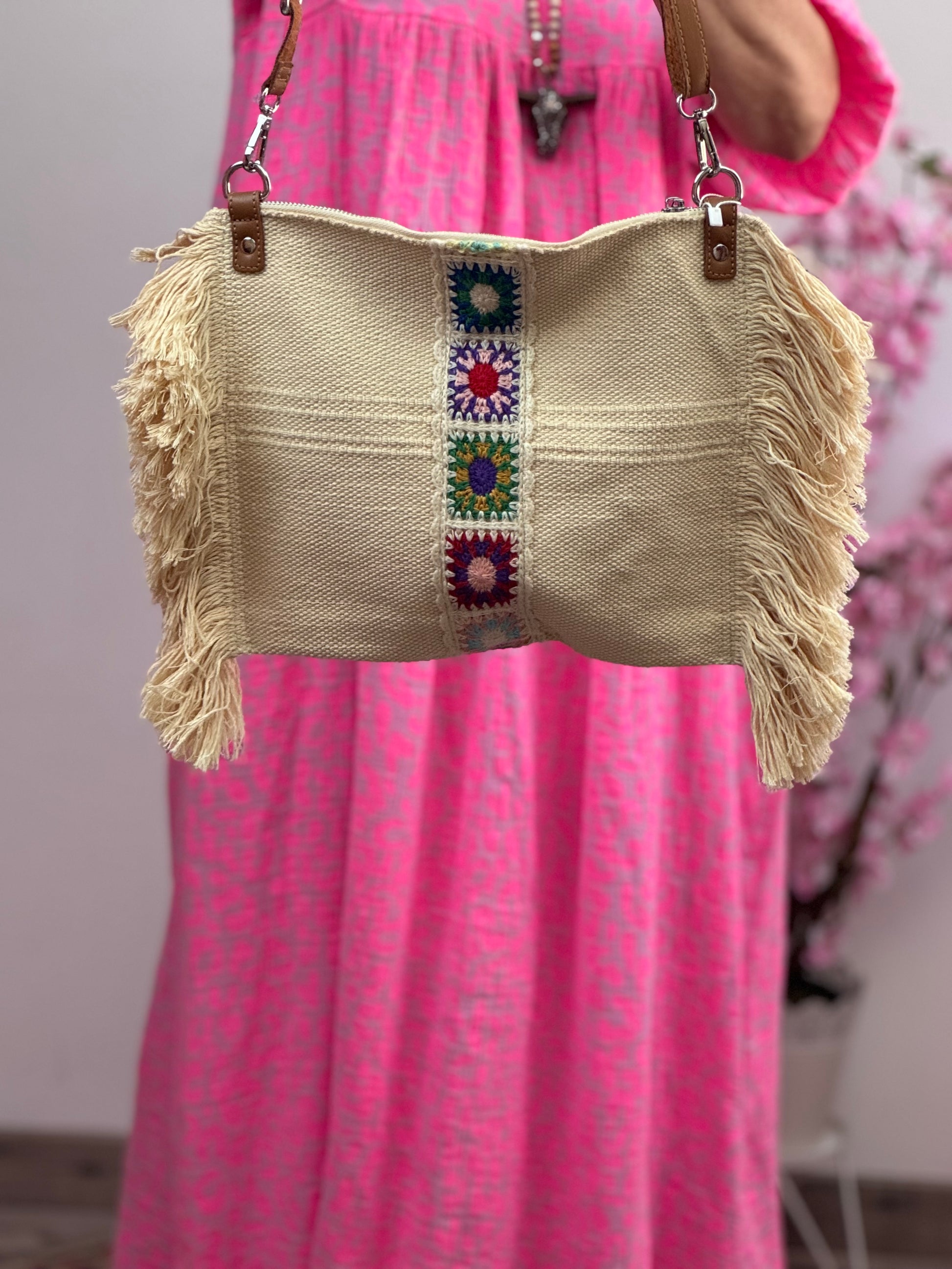 Sac bohème crochet crème