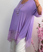 Teeshirt dentelle violine grande taille 48/52