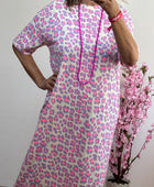 Robe teeshirt Léo rose fluo et Lila