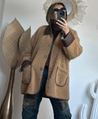 Veste moumoute camel bi matière