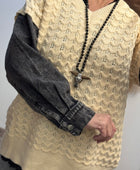 Pull crème manches jeans TU 44/50