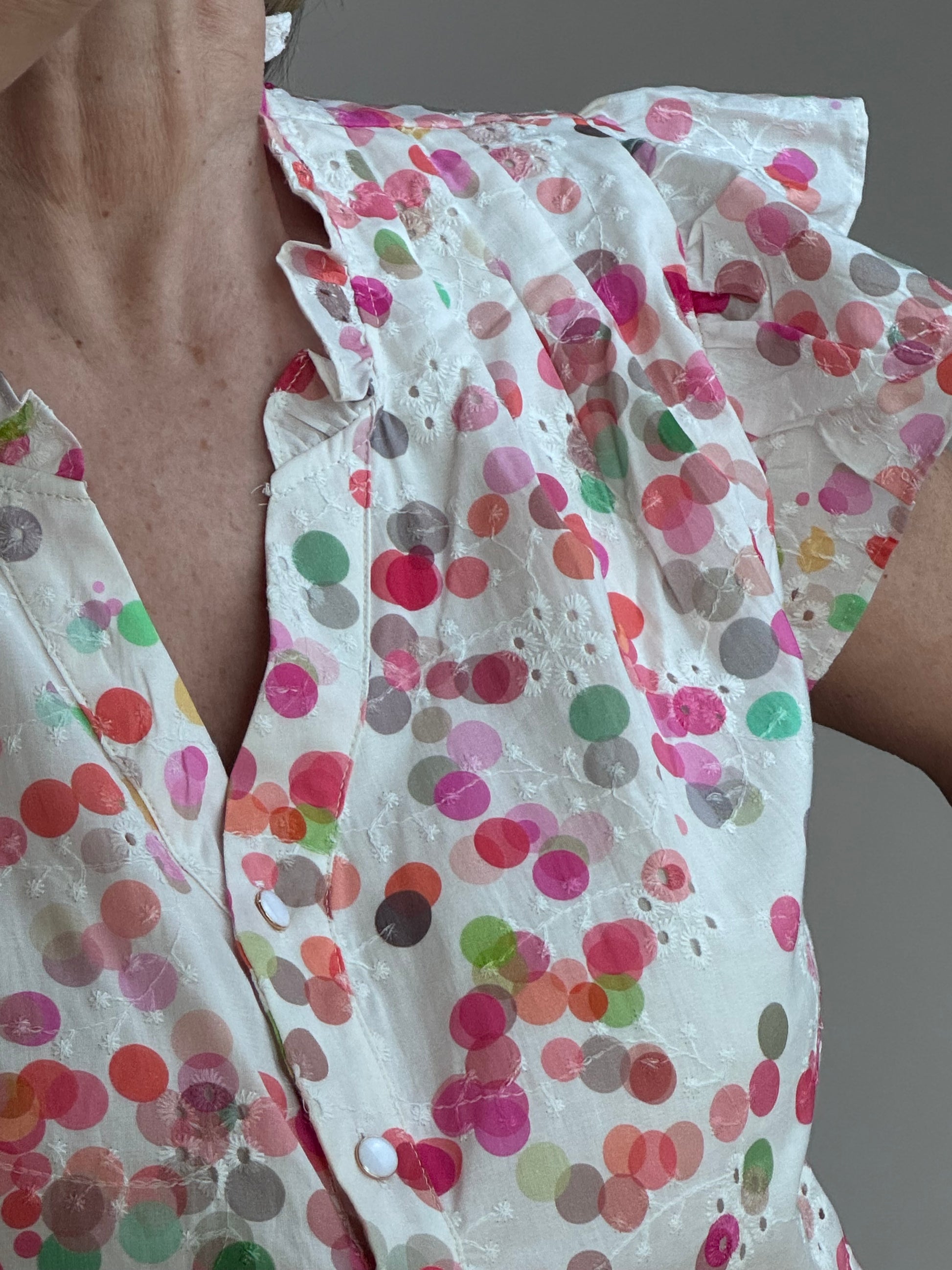 Blouse brodée bulles multicolores